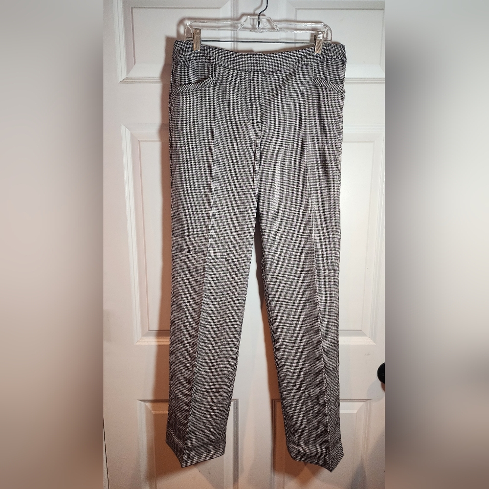 Izod Black, Purple & White Houndstooth Straight Leg Dress Pants Size 10